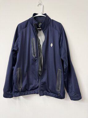 Zero Restriction Men's Large Tour Series Full Zip Jacket Navy Blue Performance